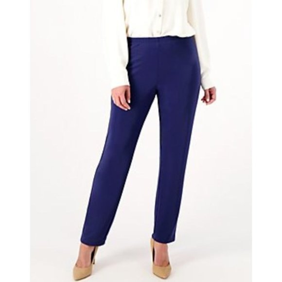 Susan Graver Essentials Lustra Knit Tall Skinny Casual Pull-On Pants Blue 3XT - Picture 1 of 6